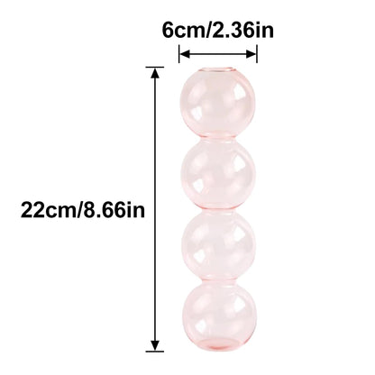 LKXHarleya Aesthetic Ball Aesthetic Decorative Vase, Glass Bubble Vases Ball Bud Vase for Centerpieces, Flower Arrangement, 2.36 x 8.66 Inch, Pink