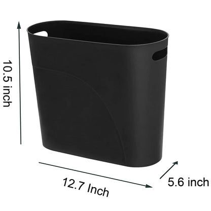 ROYFACC Small Trash Can Plastic Bathroom Wastebasket 3.2 Gallon Slim Garbage Container Bin with Handle for Home Kitchen Bathroom Bedroom Office, 2 Pack (Black)