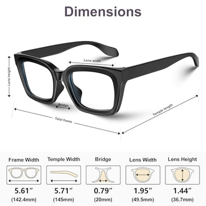 VISOONE 2 Pack Spring Hinge Blue Light Blocking Glasses Square with Anti Computer Glare for Gaming Women