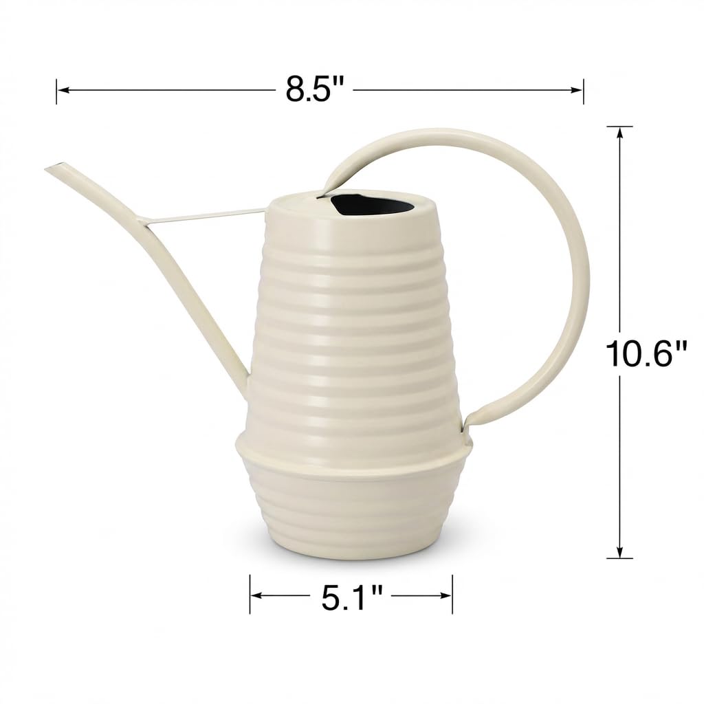 HORTICAN Small Watering Can, Matte Cream White, 34oz., Metal Watering Can with Long Spout, Nice Indoor Water Can, Plant Water Can for Indoor Plants