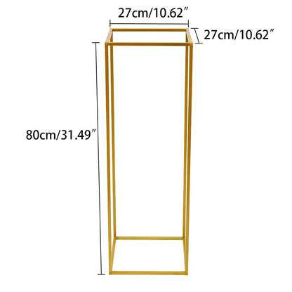 EurHomePlus 10Pcs Geometric Metal Flower Stands, 80cm Tall Gold Flower Stand Road Lead Metal Floor Vase Column, Centerpiece Stands Rectangular Display Rack for Wedding Party Decor
