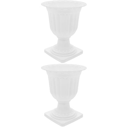 Abaodam 2pcs Urn Planter Flowerpot Flower Stand for Wedding Flower Pots Indoor Front Door Decorations Pots for Plants Tall Planter Outdoor Vase White, 6.7X5.5X5.5in