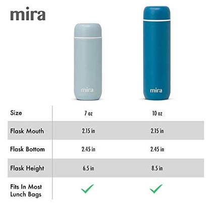 7 oz Slim Thermos Flask - Leak-Proof Insulated Water Bottle - Perfect Compact Size - Denim