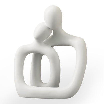 BANOMII Abstract Couple Statue, Minimalist Couples Bedroom Decor, White Hugging Lovers Sculptures Modern Home Office Decor Accents, TV Stand Decorations for Living Room Aesthetic, Desktop Figurine