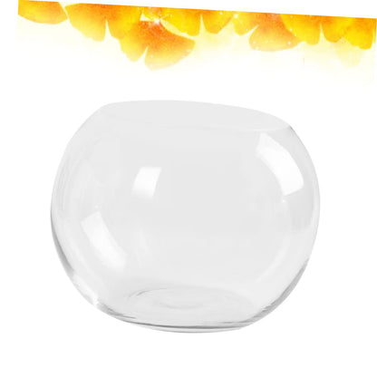 PHENOFICE Transparent Hydroponics Glass Vase Rounded Desktop Flower Holder for Succulents Terrarium and Fish Decorative Plant Pot for Home Office Hotel Ornament