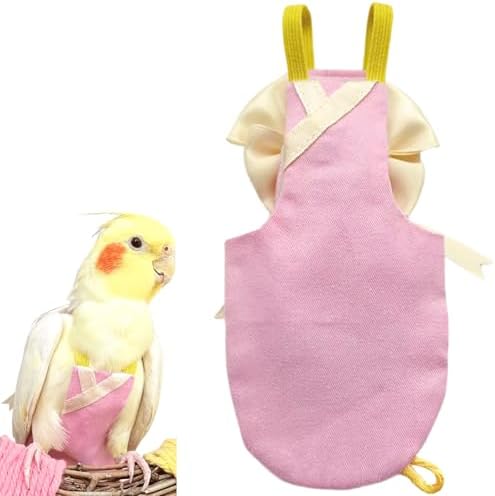 Bird Flight Suits Diapers, Parrot Flight Suits Diapers for Quaker Parakeets Cockatiels Conures Macaw African Grey, Bird Diaper, Parrot Clothes (Pink B,2M)