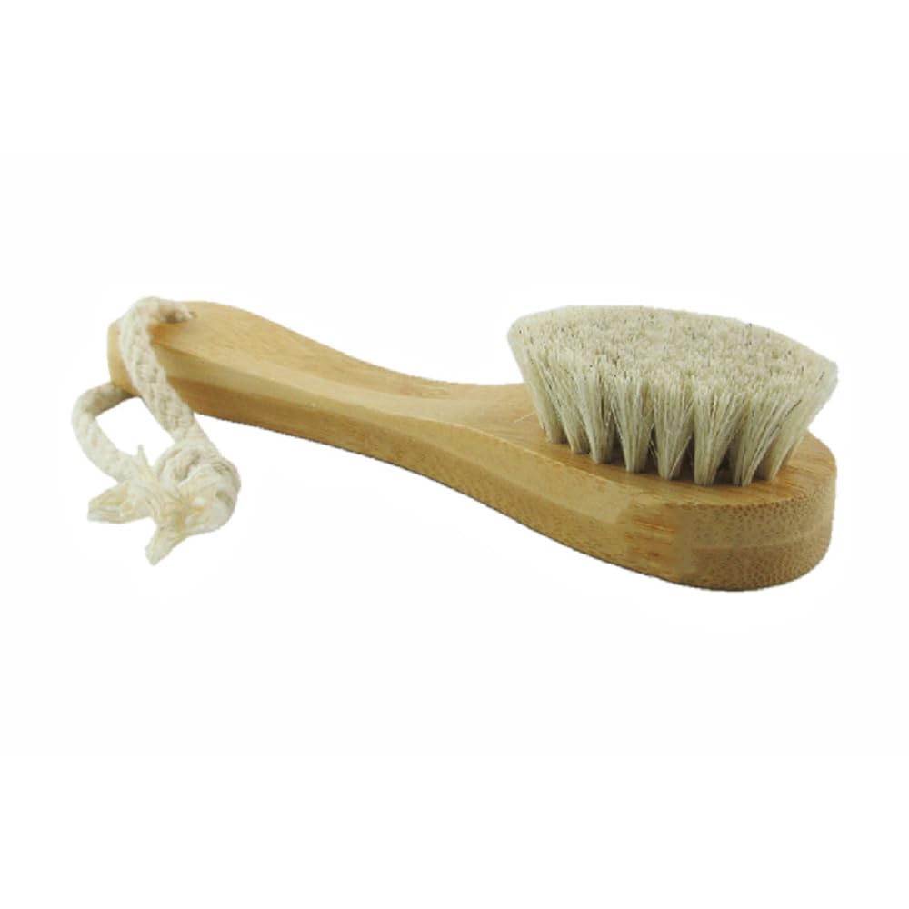 Natural Soft Wool Bristles Dry Facial Cleansing Brush, 6" Face Skin Care Exfoliating Scrub Brush, 2 Pack Wood Handle Face Brush Cleanser.