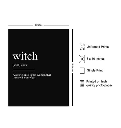 Witch Pagan Wall Art & Decor - Wicca Wiccan Witchcraft Altar Supplies - Gothic Home Decor - Goth Room Poster Print - Black Magic Wall Print - Witchy Gifts for Women