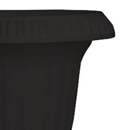 Southern Patio Large 14 Inch Outdoor Garden Lightweight Utopian Urn Planter with UV-Coated Finish for Entryways, Walkways, and More, Black (2 Pack)