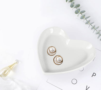 6pcs Ceramic Heart Shape Jewelry Trays Jewelry Dishes Ring Holders Storage