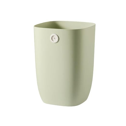 Bathroom Trash Can, Plastic Rectangular Garbage Can with Trash Liner Holder for Bedroom, Living Room, Small Indoor Waste Basket, 7L, Green