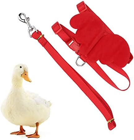 Duck Harness and Adjustable Chicken Walking Harness Breathable Pet Vest for Duck Chicken Hen Training Walking Basic Leashes [Red XS]