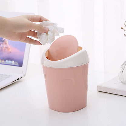 SITAKE 2 Pcs Plastic Mini Wastebasket Trash Can with 120 Trash Bags, Tiny Desktop Waste Garbage Bin with Swing Lid for Home, Office, Kitchen, Vanity Tabletop, Bedroom, Bathroom (Blue + Pink)