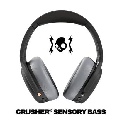 Skullcandy Crusher ANC 2 Wireless Over-Ear Bluetooth Headphones with Multi-Sensory Bass, Active Noise Cancelling, Up to 60 Hours Battery, Microphone for iPhone Android - Black/Asphalt