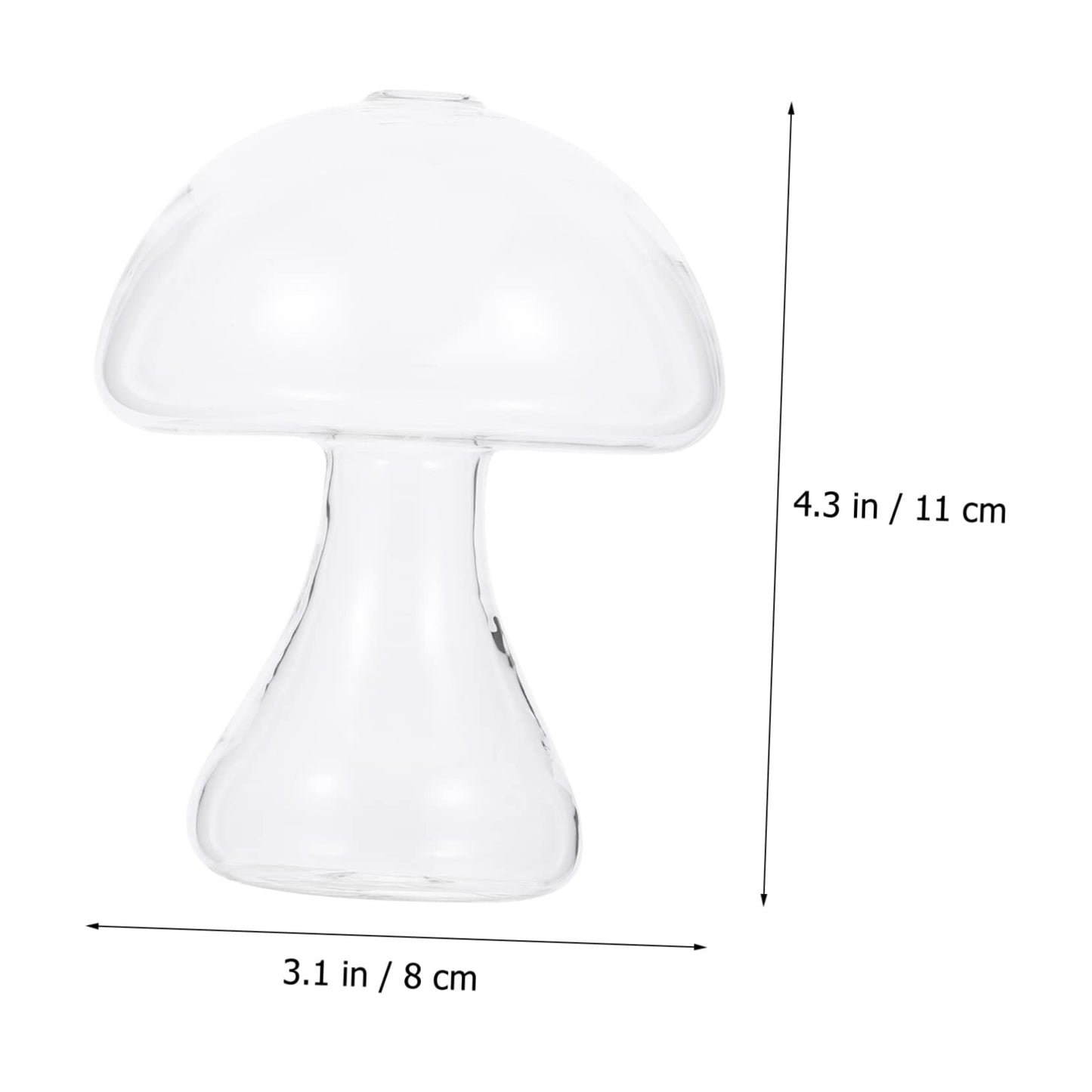 Cabilock Creative Transparent Glass Mushroom Vase for Hydroponics Plant Container Flat Mouth Design Office Living Room Decor Cute Plant Pot for Desktop Terrarium