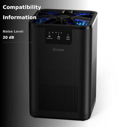 AROEVE Air Purifiers for Bedroom Air Purifier With Aromatherapy Function For Pet Smoke Pollen Dander Hair Smell 20dB Air Cleaner For Bedroom Office Living Room, MK06- Black(Available for California)