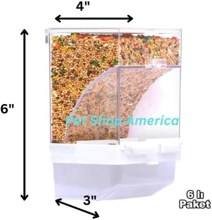 Bird AutomaticAuto Feeder No Mess Feeding Station Acrylic Transparent Clear Acrylic Suitable for Parakeet, Canary, Budgie, Cage, Aviary