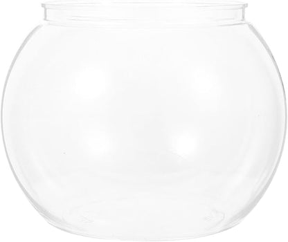 BESTonZON Transparent Goldfish Tank 5.5 Inch Clear Round Fish Bowl for Small Turtles Betta Fish Desktop Aquarium and Decorative Shallow Tank for Office and Home