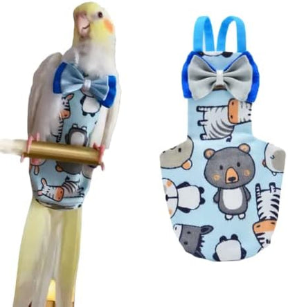 Bird Flight Suits Diapers for Monk Parakeets, Conures, Lovebirds, Cockatiels Flight Suits, Parrot Clothes, Bird Training Nappy Suit Liners Clothes (Medium,Blue-B)