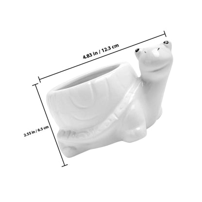 minkissy Ceramic Turtle Succulent Planter Pot for Indoor Home Office, White Cartoon Animal Flower Container, Creative Small Decorative Pot for Succulent Plants