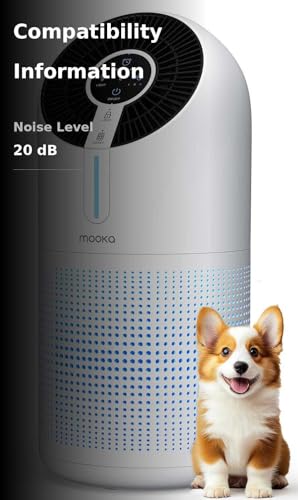 MOOKA Air Purifiers for Home Large Room up to 1095ft², H13 HEPA Filter Air Cleaner for Pets Bedroom Remove Smoke Dust Pollens Dander, Room Air Purifier with Timer Lock 4 Modes Night Light, M02