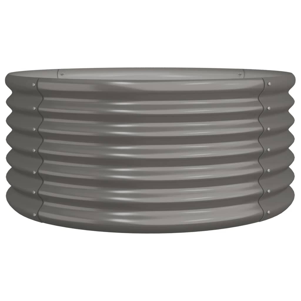 Logeirevo Garden Raised Bed Powder-Coated Steel, Round Shape Planter Box, Metal Raised Garden Beds for Flowers, Vegetables, Herbs, 31.5"x31.5"x14.2" Gray,-1718
