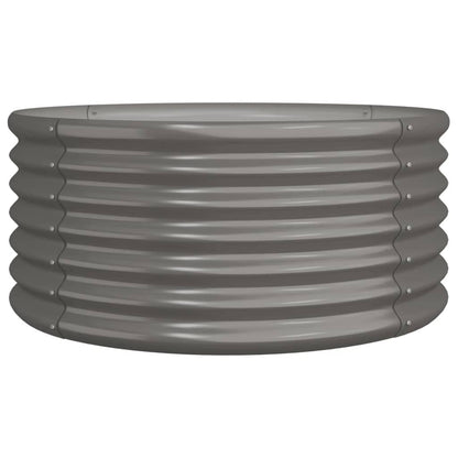 Logeirevo Garden Raised Bed Powder-Coated Steel, Round Shape Planter Box, Metal Raised Garden Beds for Flowers, Vegetables, Herbs, 31.5"x31.5"x14.2" Gray,-1718