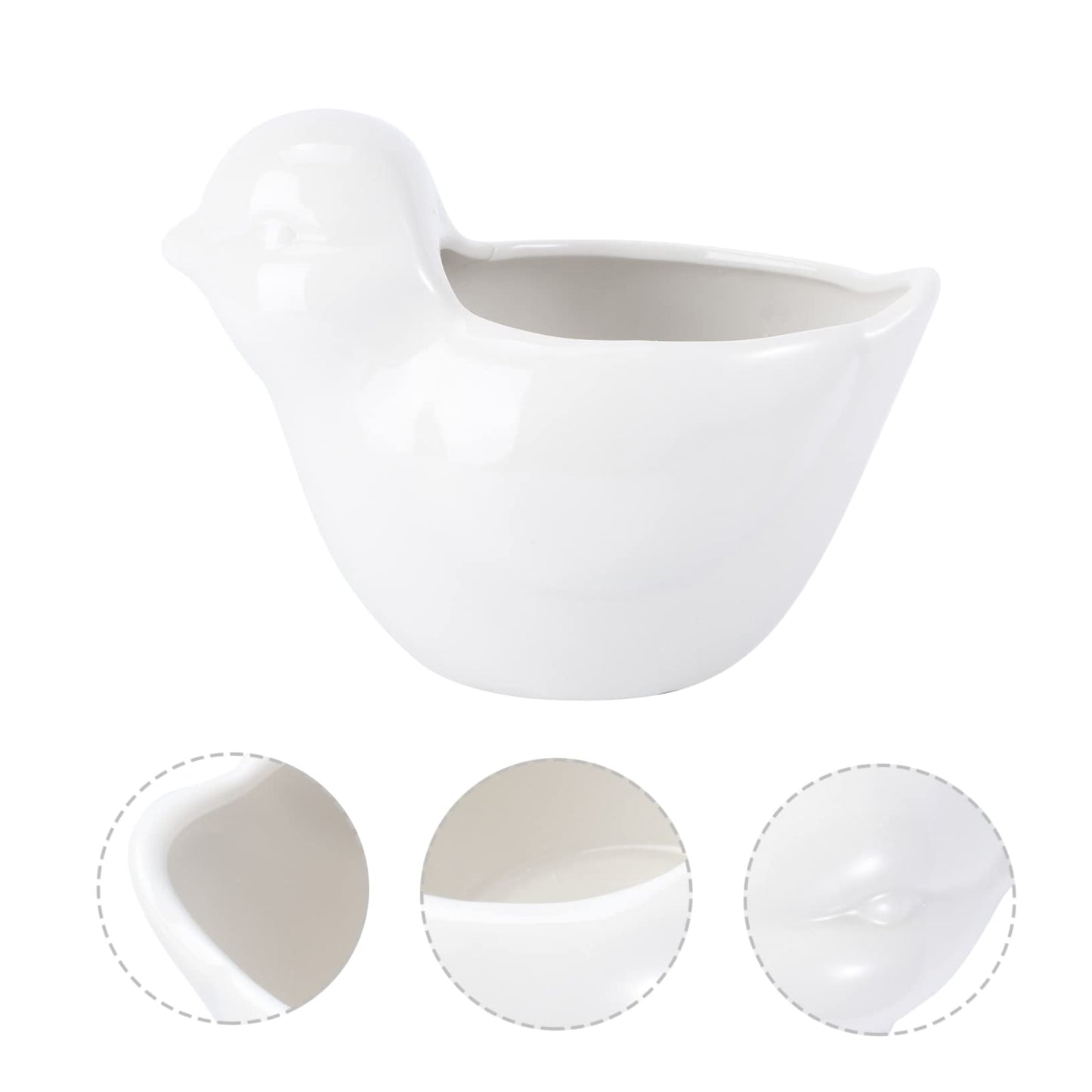 MERRYHAPY Creative Bird Design Ceramic Flowerpot for Succulents Elegant White Garden Container Unique Decorative Planter for Home and Balcony Plant Lovers