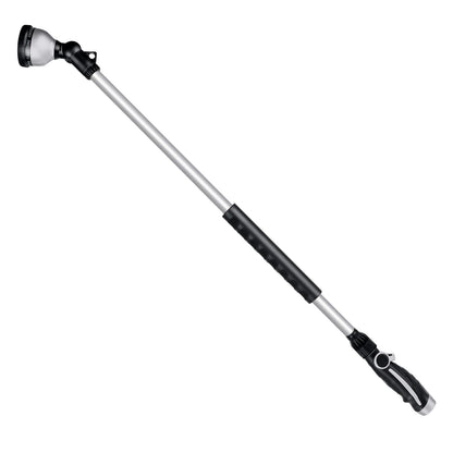RESTMO 36” Long Watering Wand, Metal Garden Hose Wand with 180° Swivel Head and 10 Spray Patterns, Heavy Duty Hose Nozzle Sprayer with Thumb Flow Control, for Water Hanging Baskets, Shrubs, Silver