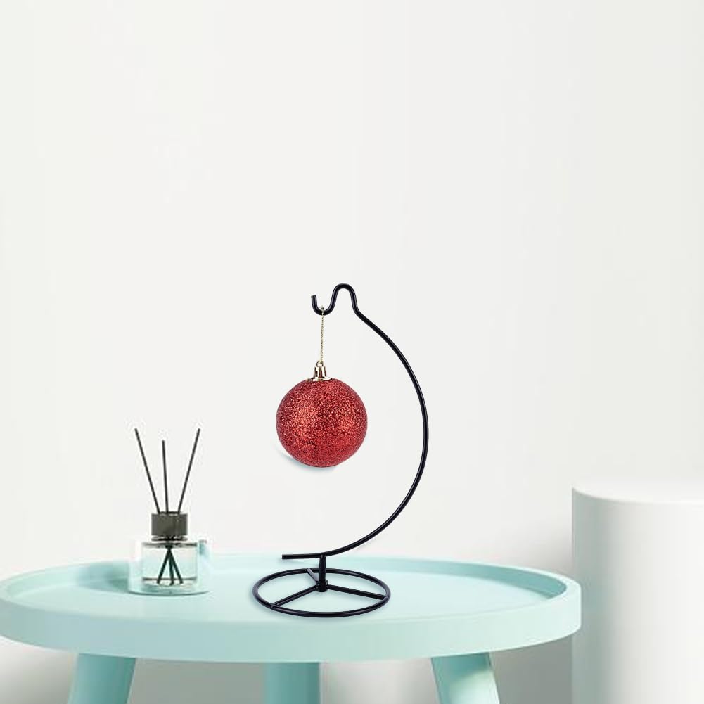 DELORIGIN 2 Sets Christmas Ornament Display Stand Holder Glass Globe Black Iron Wire Stand Hanging Hook Holder Rack for Bauble Lanterns Air Plant Terrarium Witch Ball DIY Craft Display Home Decor