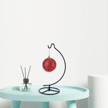 DELORIGIN 2 Sets Christmas Ornament Display Stand Holder Glass Globe Black Iron Wire Stand Hanging Hook Holder Rack for Bauble Lanterns Air Plant Terrarium Witch Ball DIY Craft Display Home Decor