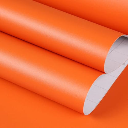 FunStick Burnt Orange Peel and Stick Wallpaper Orange Contact Paper for Cabinets Drawers Desk Removable Wallpaper Peel and Stick Vinyl Wall Paper for Bedroom Girls Kids Room Bathroom Walls 15.8"x78.8"
