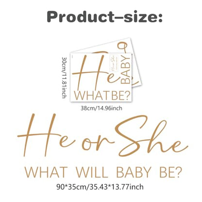 He or She Baby Gender Reveal Wall Decals - Vinyl Stickers for Backdrop Party Supply