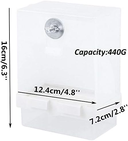Parrot Automatic Feeder,No-Mess Bird Feeder,Cage Accessories for Budgerigar Canary Cockatiel Finch Parakeet Seed Food Container by Old Tjikko (Screw-Fixed Bird Feeders)