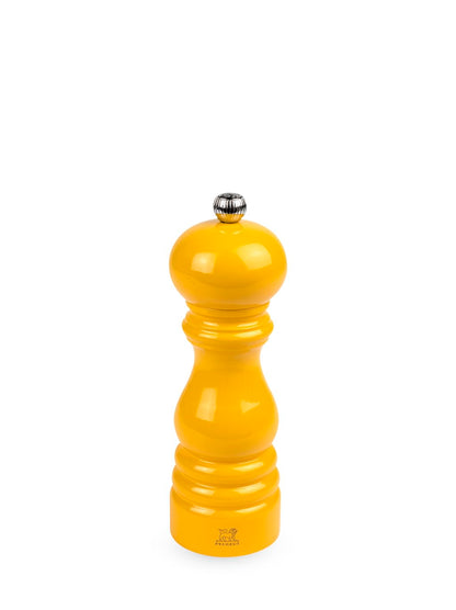 Manual Wooden Salt Mill in Saffron Yellow Gloss, 18cm - 7in.