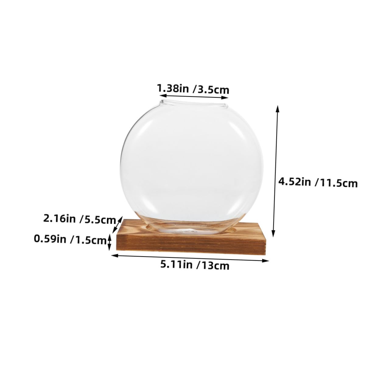 Ipetboom 2pcs Small Glass Propagation Vases with Wooden Base, Hydroponic Plant Terrariums for Home Office Desk, Glass Planter Suitable for Indoor Plant Cultivation