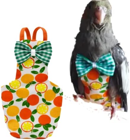 Bird Flight Suits Diapers for Monk Parakeets, Conures, Lovebirds, Cockatiels Flight Suits, Parrot Clothes, Bird Training Nappy Suit Liners Clothes (Medium,Orange)