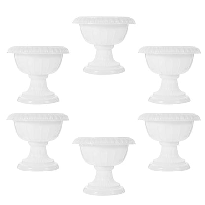 PRETYZOOM 6pcs White Plastic Urn Flower Pot Outdoor Urn Planter Pot Small Cactus Succulent Plant Pots Roman Pillar Flower Pot European Style Pedestal Flower Vase Indoor Garden Wedding Decor