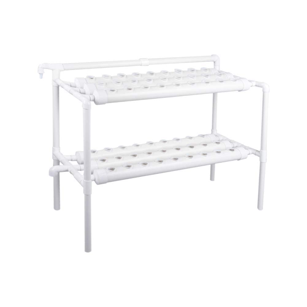 LAPOND Hydroponics Growing System Kit,54 Plant Sites 2 Layers Food-Grade PVC-U Pipes Hydroponic Grow Kit Gardening System with Water Pump, Timer,Net Pots and Sponge for Vegetables,Fruits,Herb