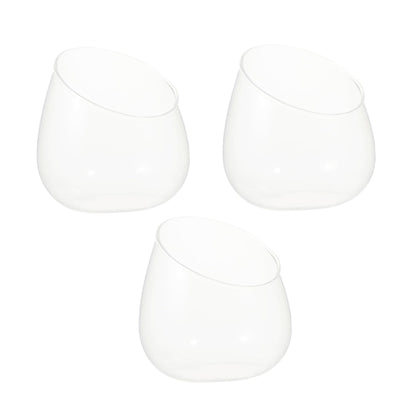 Toyvian Succulent Vase Set 3pcs Slant Cut Glass Ecological Bottles Micro Landscape Desktop Terrarium Containers for Home Office Decor
