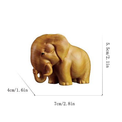LOGUTIA Wooden Elephant Rhino Hippo Handmade Statue Unique African Three Treasures Tea Table Pet Home Decor Sculpture Cute Desk Decor (Elephant)