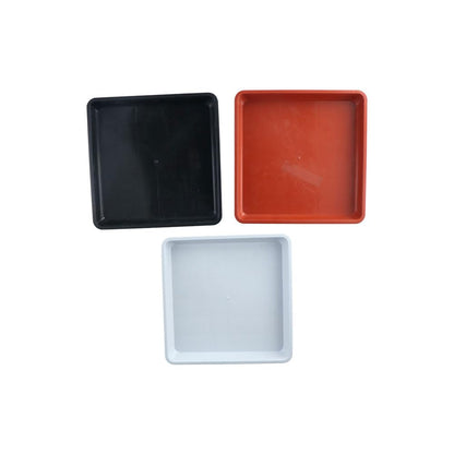 Pokinge 3 Packs Planter Tray, Durable Resin Flower Pot Tray 7.1” Square Flower Bottom Seat Outdoor Garden Plant Supplies Thick Water Drip Tray