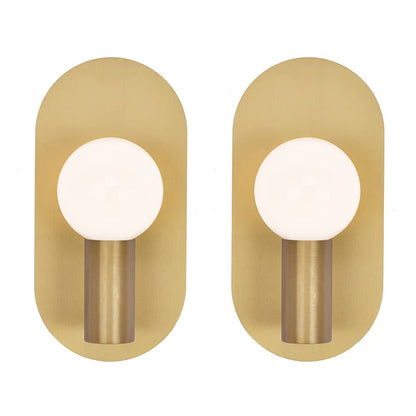 YEEZEMA Modern Wall Sconce Set of 2, Mid Century Sconces Wall Light, Brushed Gold Wall Lighting Fixtures, Oval Stylish Wall Mount Lamp Decor for Bathroom Mirror Vanity, Living Room, Bedroom, Hallway
