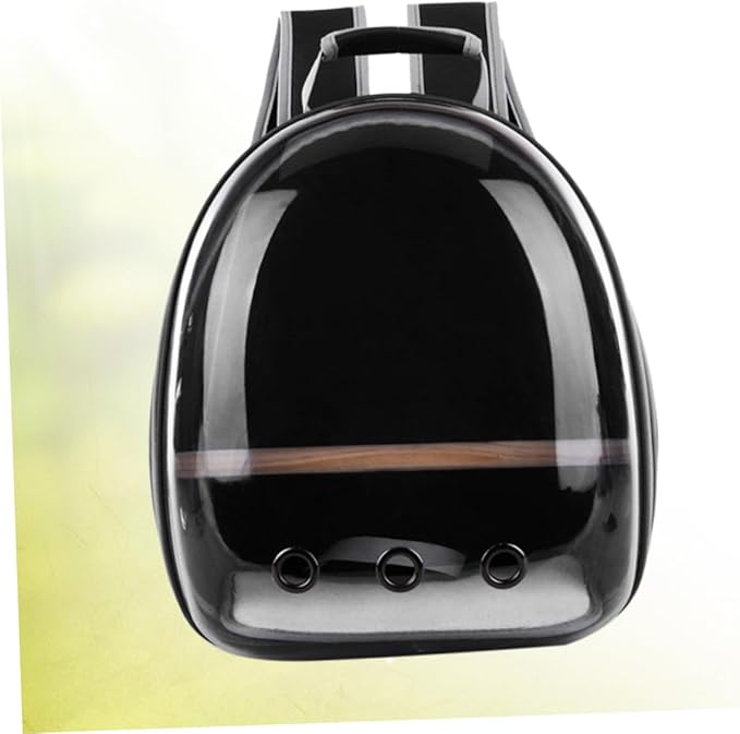Yardwe Portable Parrot Backpack Carrier Breathable Pet Travel Bag with Transparent Window and Wooden Stand Bar for Outdoor Use Black for Birds and Pets