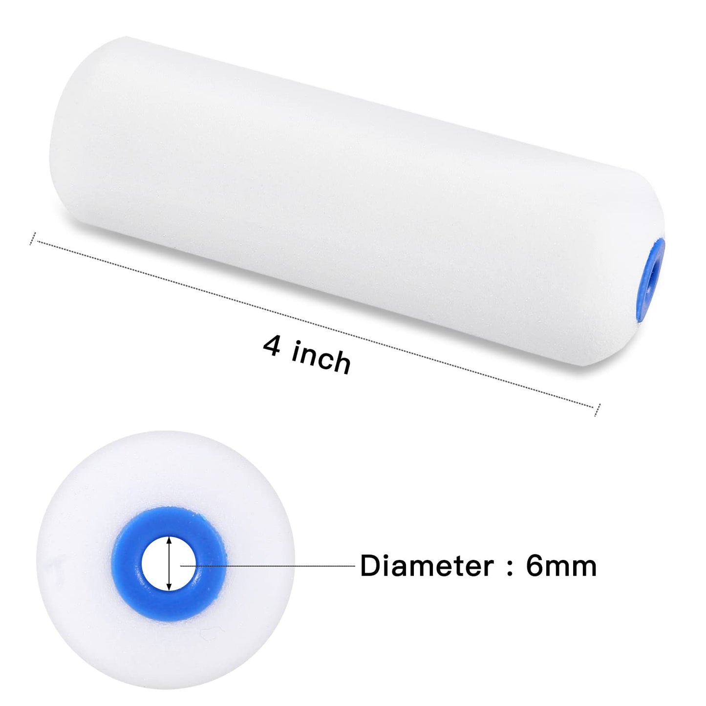 Mister Rui Foam Paint Roller, 4 inch Paint Roller 8 Pack, Small Paint Roller, High Density Foam Paint Roller Tray and Liner Set, Sponge Rollers for Painting and Staining