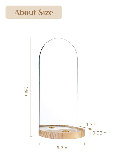 Walasis Wall Candle Holder Set of 2: Arch Mirror Candle Sconces Boho Wall Decor for Livingroom Entryway - Nature Wood Bohemian Candle Sconces Display Shelf with Ledge for Vase Candles