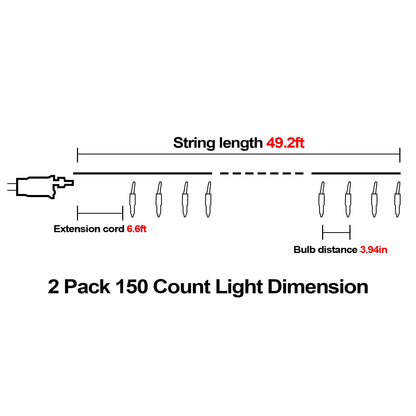 ILLUMINEW Orange Halloween Lights, 2 Pack 98ft 150 Count String Lights, Plug-in Waterproof Fall Lights for Spooky Halloween Yard Party Decor (Orange, 150 Count - 2 Pack)