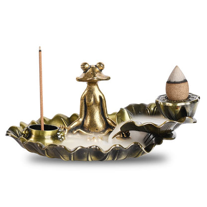 Frog Incense Holder: Incense Burner Holder Waterfall | Backflow Incense Burner, Insence-Stick Holder with 7 Incense Holes, Incense Cone Holder
