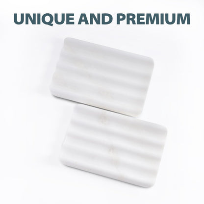 Soap Dish, Marble Soap Holder for Shower, Bar Soap Holder with Water Ripple Design, Easy Cleaning Soap Saver for Kitchen Sink，Bathroom, Executive African Natural Stone Soap Tray(Namib Bianco)