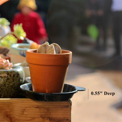BangQiao 30 Pack 3.15 Inch Plastic Tiny Round Plant Pot Saucer Tray for Indoor and Outdoor Plants, Black